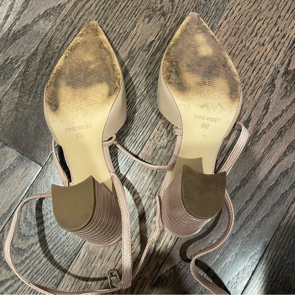 Nine West Tan Strappy Block Heels
